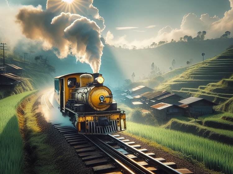 image illustration train jaune par ia - photo non contractuelle